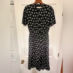 1980s or 1990s Liz Claiborne Black and White Patterned Short Sleeve Dress